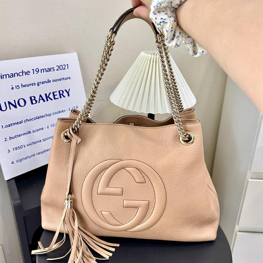 Gucci soho 牛皮 沙漠色 tote包 商品图2