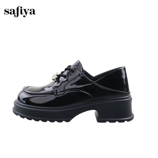 Safiya/索菲娅2024秋英伦风粗跟厚底钻扣两穿系带百搭JK小皮鞋 SF43112128 商品图4