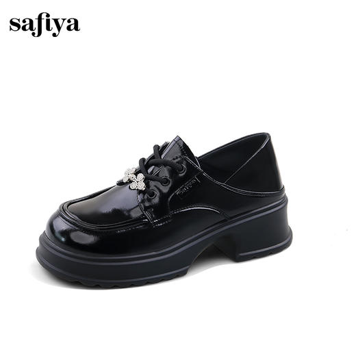 Safiya/索菲娅2024秋英伦风粗跟厚底钻扣两穿系带百搭JK小皮鞋 SF43112128 商品图0