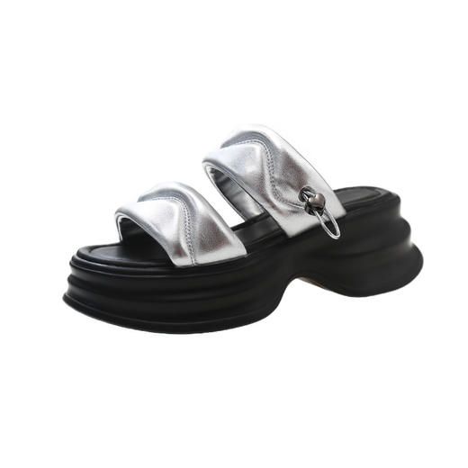 头层羊皮厚底松糕凉拖，百搭防滑一字沙滩鞋MB0018 商品图4