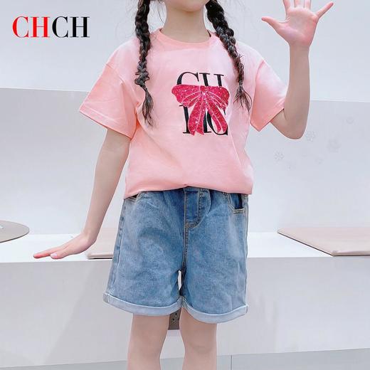 CHCH祈祈设计感清新活力女童纯棉T恤CN1G4B001 商品图0