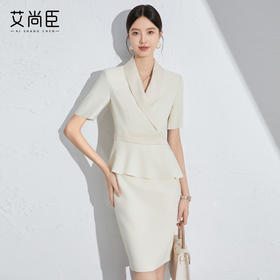 艾尚臣短袖职业西装连衣裙2024年夏季新款时尚售楼部美容院工作服