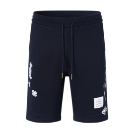 THOM BROWNE 汤姆·布朗 男士系带松紧腰口袋印花休闲短裤 海军蓝 MJQ201E 03377