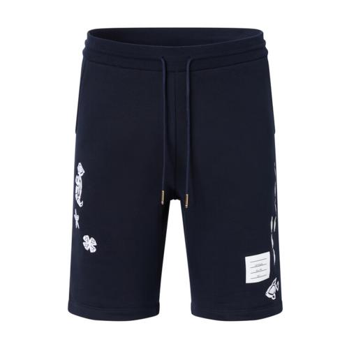 THOM BROWNE 汤姆·布朗 男士系带松紧腰口袋印花休闲短裤 海军蓝 MJQ201E 03377 商品图0