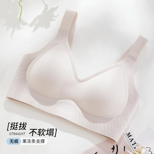 雅黛丽内衣小胸薄款无痕亲肤文胸果冻条软支撑防下垂纯色大码胸罩 商品图2