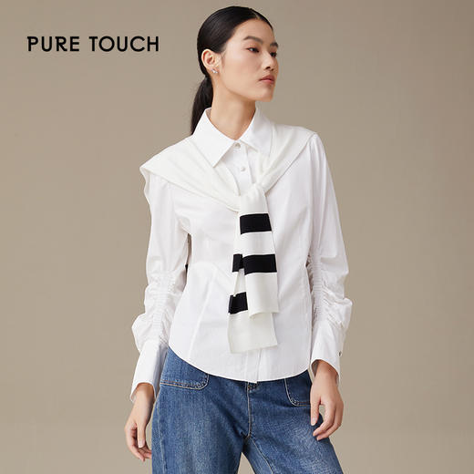 pure touch光学白纯棉设计感衬衫1301243347 商品图0