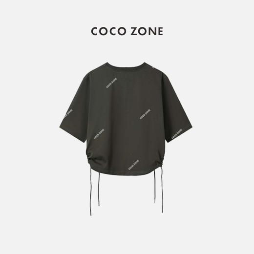 COCO ZONE 新款抽绳不规则收下摆设计圆领T恤 23C18423 商品图1