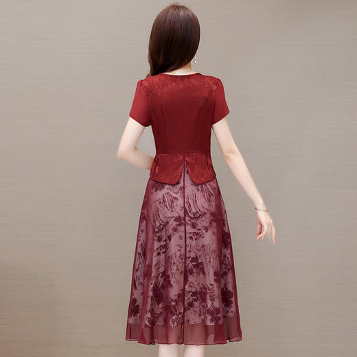 中式复古时尚连衣裙，V领短袖国风优雅假两件裙QYM-CR-YZY23A03-L 商品图2