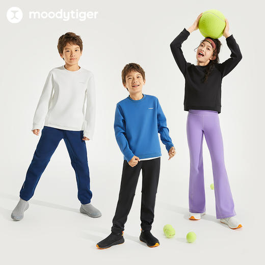 【24年秋新】moodytiger儿童卫衣24秋新款男女童长袖运动宽松圆领上衣43510305 商品图4