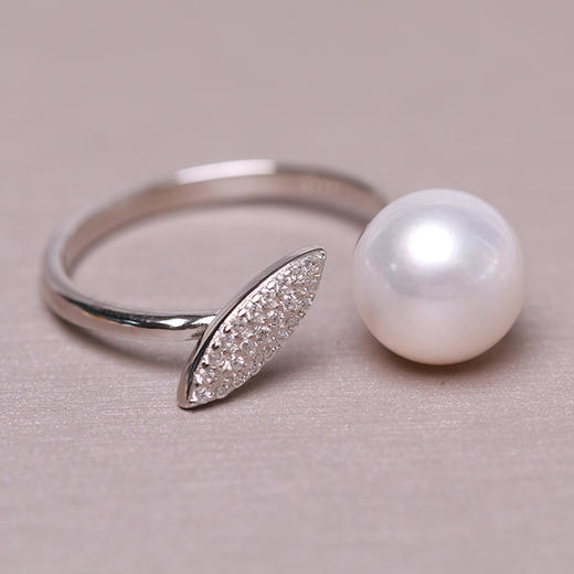 美裕 925银淡水珍珠戒指 开口戒 9-10mm108489W 商品图4