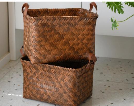 🎐【纯手工仿藤编】出欧美大容量复古编织收纳篮2个装 S5665 商品图4