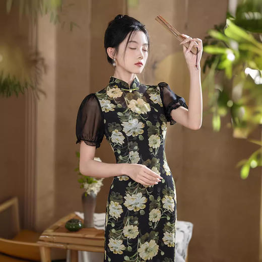 改良日常国风长款，修身新中式旗袍XL-1052 商品图2