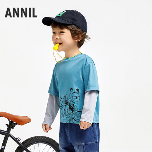 男童假两件潮趣T新款安奈儿童装实体店同款XB431701 商品图2