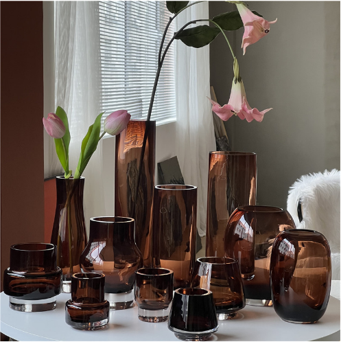 北欧ins风简约彩色透明玻璃花瓶水培鲜花客厅酒店餐桌台面迷你瓶