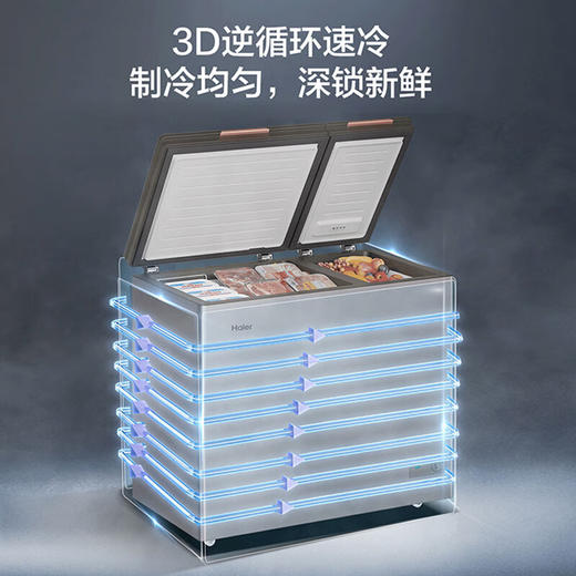 海尔（Haier）212升幻彩系列双箱双温商用家用冰柜 大冷冻小冷藏卧式冰柜家用小型冰箱冷柜FCD-212GHXPGD 商品图5