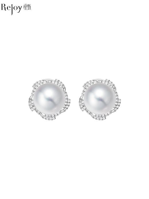 【天猫同款】悦甄 18K金澳白珍珠钻石耳夹 太阳花 商品图0