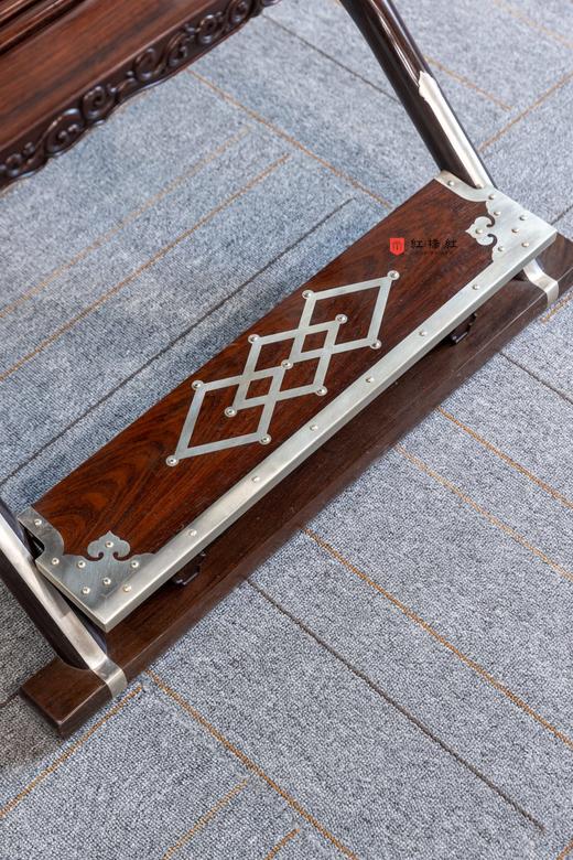 红桥红  家具严选  缅甸花梨（大果紫檀）/大红酸枝【木面 王款 麒麟纹交椅】 商品图8