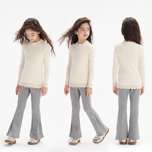 littletime女童波纹打底衫毛衣2024秋冬新款儿童套头长袖针织衫 商品图0