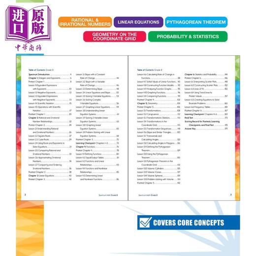 【中商原版】Spectrum Math Workbook Grade 8 2024新版光谱练习册 数学系列 八年级 商品图2