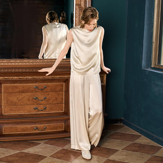 Solo seta22姆米重磅真丝宽肩无袖背心女桑蚕丝纯色上衣秋冬新款 商品图2