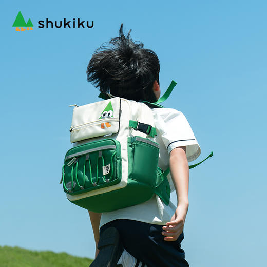 shukiku 儿童双肩包 趣看看 米黄/绿色 商品图1