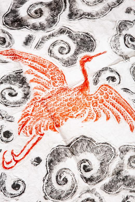 明代仙鹤祥云石刻双色拓片 商品图6