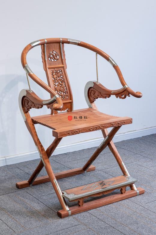 红桥红  家具严选  缅甸花梨（大果紫檀）/大红酸枝【木面 王款 麒麟纹交椅】 商品图4
