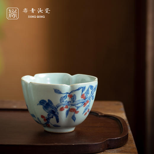 问鼎鼎青青花报春杯（红果枝鸟）(缺货) 商品图0