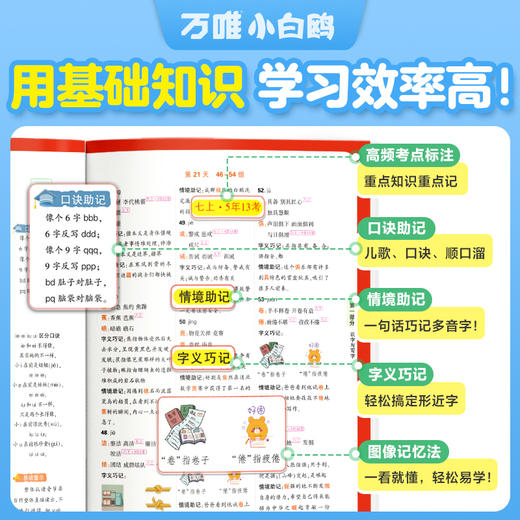 万唯出品【小白鸥】小学基础知识大全手册语文数学英语一二三四五六年级人教版作文古诗词听力单词语法阅读小升初总复习强化小白鸽 商品图3