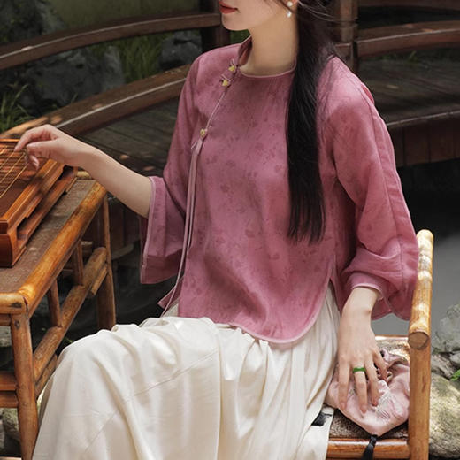 裁缝学苑AQ329新中式国风小衫纸样女装斜门襟七分袖衬衫上衣样板 商品图1