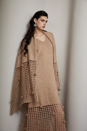 SAFICOO 时尚摩登 法式镂空针织披肩