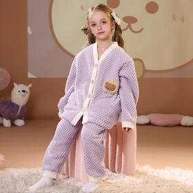 芬腾女童睡衣珊瑚绒秋冬季套装加绒加厚保暖女孩中大童儿童家居服