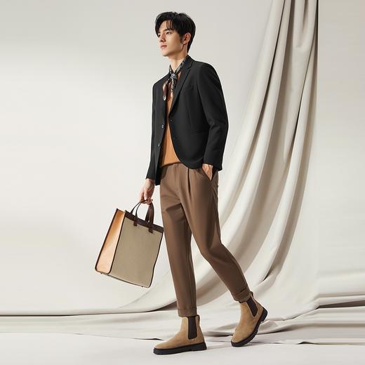 【高端系列】柒牌西装男士2024秋季新款面试新郎结婚礼服黑色西服	127C70460 商品图3