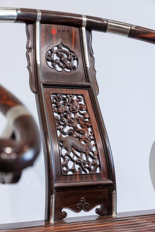 红桥红  家具严选  缅甸花梨（大果紫檀）/大红酸枝【木面 王款 麒麟纹交椅】 商品图6