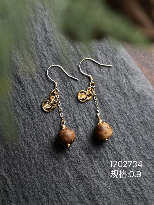 奇楠如意牌耳环1对天然奇楠沉香创意首饰 商品图2