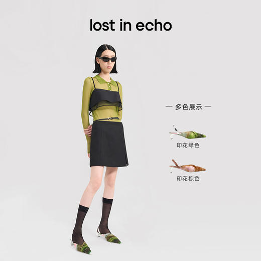 [捡漏价]lost in echo2024夏季新款度假气质印花小尖头高跟鞋猫跟单鞋女 商品图1