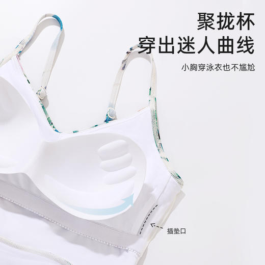 【商场同款】熳洁儿 女士连体泳衣碎花网纱拼接遮肉显瘦夏季游泳性感V领24206311 商品图4