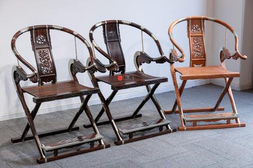 红桥红  家具严选  缅甸花梨（大果紫檀）/大红酸枝【木面 王款 麒麟纹交椅】 商品图1