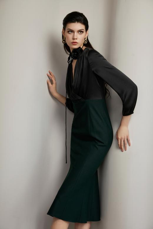 SAFICOO 优雅女人 假两件收腰连衣裙 商品图1