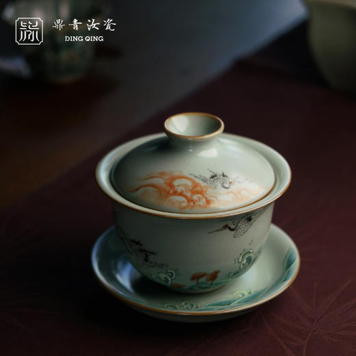 问鼎鼎青系列澜清盖碗（六鹤同春）（缺货） 商品图0