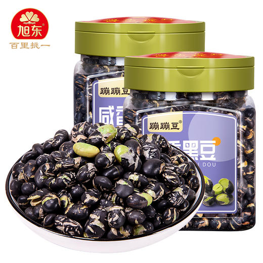 旭东盐炒黑豆228g密封罐装高蛋白非油炸绿心豆子即食网红休闲零食 商品图0