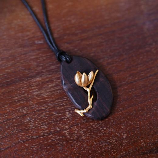 天ran实木雕刻铜镀14K金吊坠 侘寂风原创设计款 优雅百搭~清冷并具有自然美感！ 商品图1