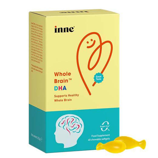 【保税】【带中文标签】童年（inne）儿童藻油DHA爆浆软胶囊 40粒海藻油非鱼油补dha 商品图0