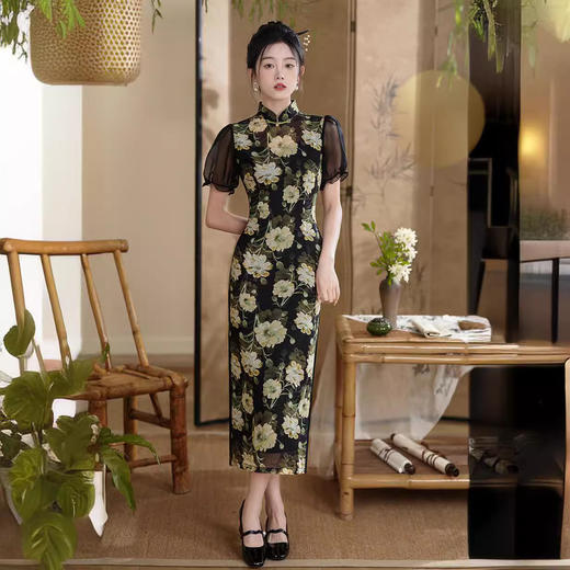 改良日常国风长款，修身新中式旗袍XL-1052 商品图0