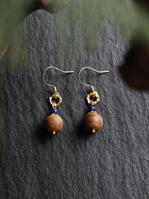 奇楠青金石耳环1对创意沉香首饰天然材质 商品图0