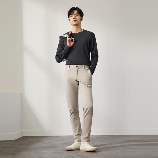【含羊毛】柒牌男士长袖T恤秋冬新款时尚休闲舒适百搭高弹打底衫	127T70050 商品图3