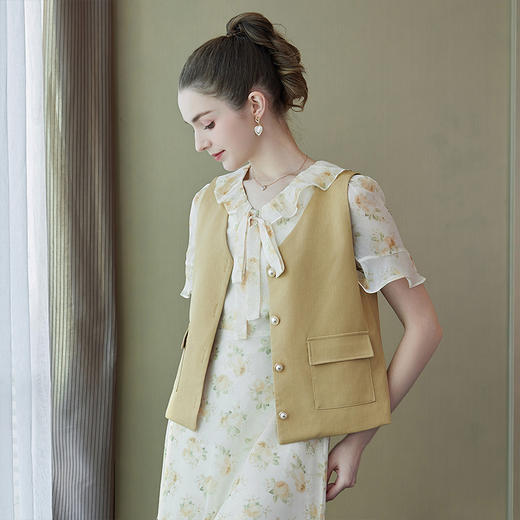 奢姿大码女装2024年夏季新款气质V领马夹胖妹妹时尚百搭时尚外套9942991275B 商品图1