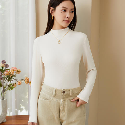 女士聚酯纤维双面磨毛罗纹打底衫2529 商品图5