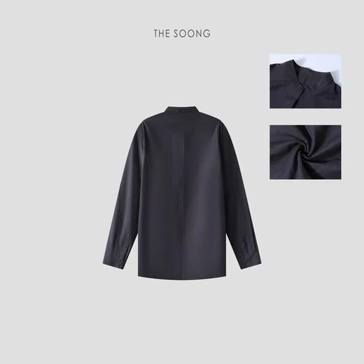 THESOONG|’精致主义’巨轻盈 桑蚕丝立领炭灰色衬衫外套HBWT223055 商品图2