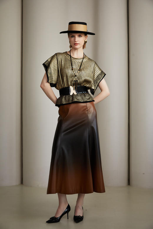 SAFICOO 优雅气质 双向渐变 高腰显瘦半裙 商品图2